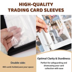 Wazzio Card Binder 4 Pocket, 3-Ring Trading Card Binder with 50 Removable Dou…