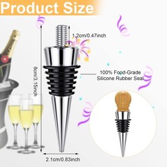 6 Pieces Metal Bottle Stopper 16 x 3/8 Blank Stainless Steel Silver/Black