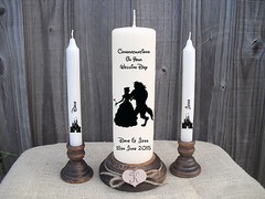 Personalised Wedding Unity Candle Set Disney Beauty & The Beast Gift Keepsake