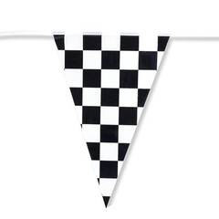 Home Outdoor Flags Bunting PE Party Pennant Flag Racing 30M Black White