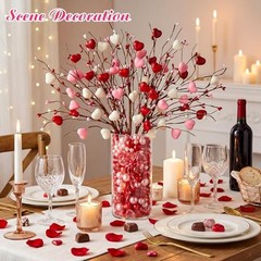 Pcs Decorations Artificial Hearts Flowers Berry Stems Gifts, 187 Valentines