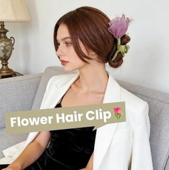 Fancy Sheer Tulip Flower Claw Clip for thin thick hair – Pastel Pink & Green