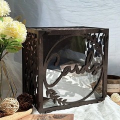 New CalmHome Dark Brown Wedding Card Box Rustic Window Gift Holder Reception
