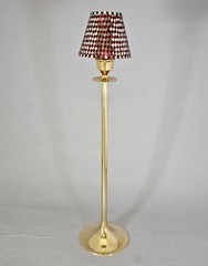 Candle Lamp Red Mosaic Shade on Brass Candle Holder&Votive Set/2 7″D 29.5″High