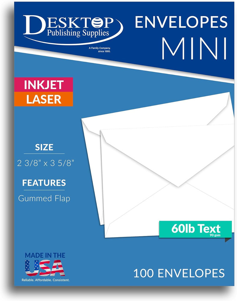White Florist Size Envelopes – 100 Pack (2 3/8″ x 3 5/8″)