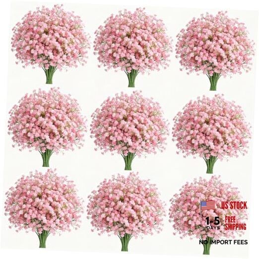 Babys Breath Artificial Flowers – Real Touch Fake Gypsophila for 120 PCS Pink