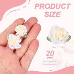 20Pcs Ribbon Flowers 1.2″ Fabric Flowers Satin Ribbon White/Cream]