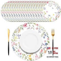 50PCS Floral Disposable Paper Placemats Watercolor Butterfly & Wildflower