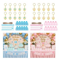 10Pcs Heart Shape Baby Feet Keyrings For Baby Showers Gender Announcement Gift