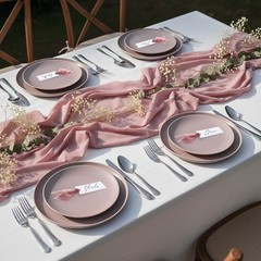 Dusty Rose Name Place Cards Chiffon Ribbon 1.57×3.54 Inch Wedding 50 PCS