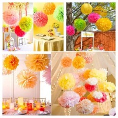 5pcs 6″-10″ Tissue Paper Wedding Baby Shower Birthday Party Pom Poms Toy