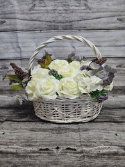 Wedding Table Centerpieces, Floral Reception Centerpieces, Purple, Ivory, Roses