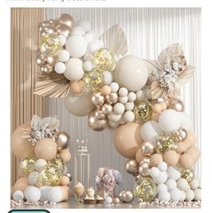Latex Party Balloons 154 PCs Multi Size 18/12/10/5 Inch. Sand White Gold Balloon
