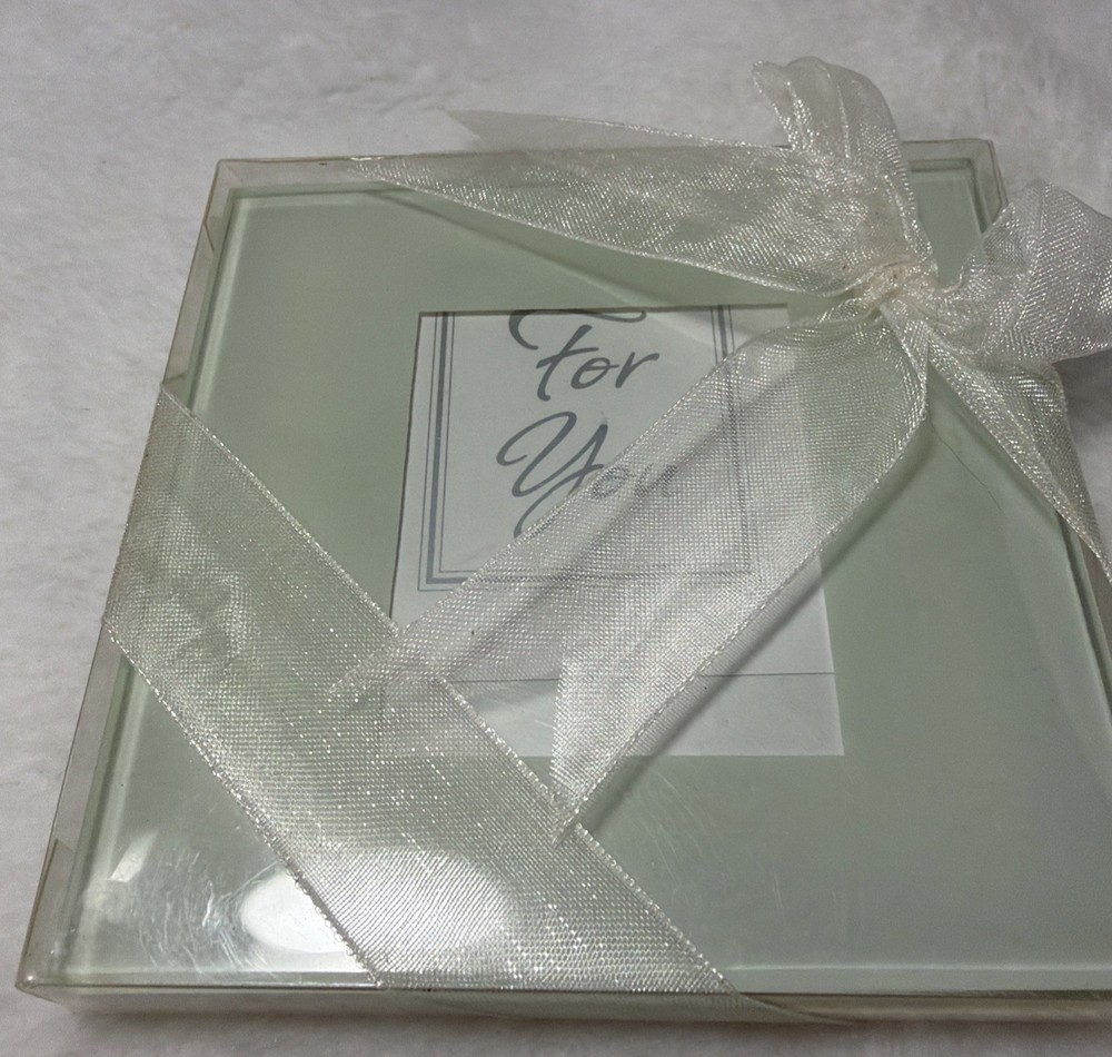 Set Of 2 – Forever Glass Photo Coasters 4 x 4 Inch NEW NIB
