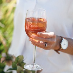Bridesmaid Maid of Honour Personalised Name Engraved Wedding Wine Glasses Favour