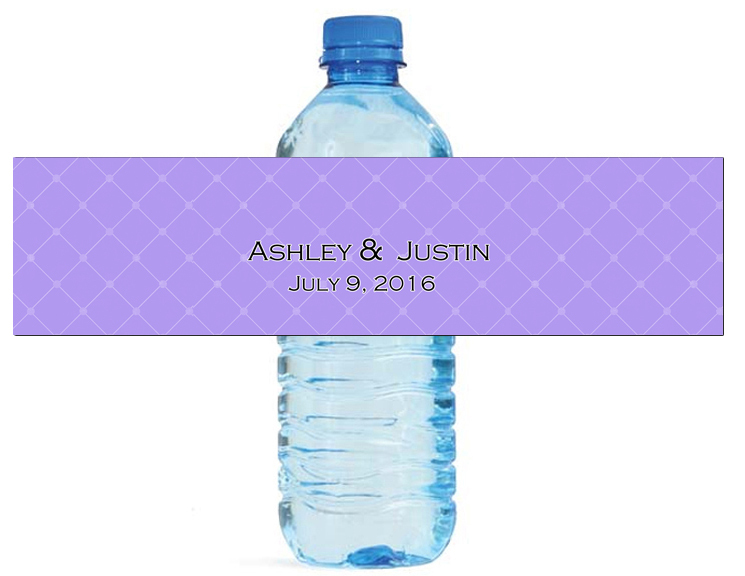 100 Purple Pattern Wedding Birthday Party Water Bottle Labels 8″x2″