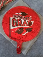 17″ (10-in a pack) Red, Blk, White Graduation Mylar Balloons.
