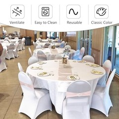 Pack Stretch Polyester Spandex Chair Covers Universal Washable 1 White