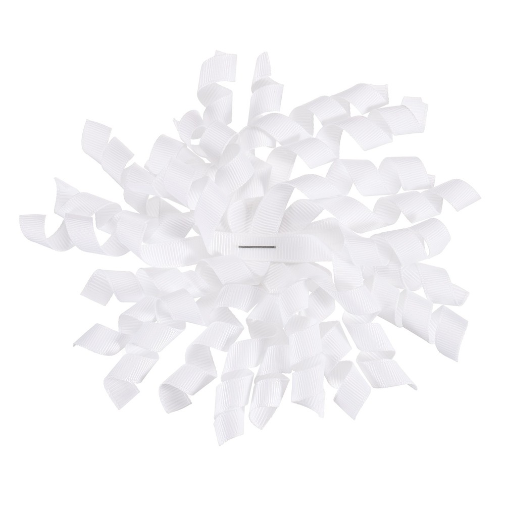 6 Pcs 4 Inch Grosgrain Curly Bows for Gift Wrapping Self-Adhesive Ribbon White