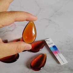 12Pcs Amber 46mm Crystal Smooth Drop Pendant Prism Chandelier Lamp Lighting Part