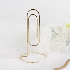 GOLD 5 Sign Holders 5″ Paperclip Metal Table Number STANDS Party Decorations