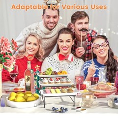 3 Tier Serving Tray for Party, 12» BPA Free Food 12″ x 11.6″ x 8.7″ Black