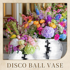 Disco Ball Vases – 4 Pcs Silver Mirror Centerpieces for Weddings & Parties
