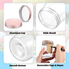 Nitial 50 Pack 5 oz Plastic Jars with Lids Bulk Yogurt Containers Rose Gold