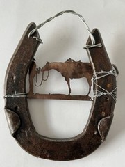 Western Wedding Metal Horseshoe Blue Denim Cowboy Couple Ringbearer/Wallhanging