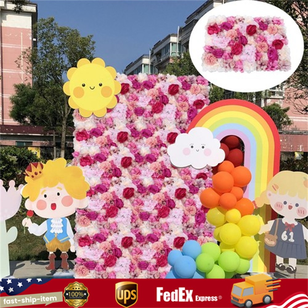 6Pcs Flower Wall Panel Floral Backdrop Wedding Party Home Artificial Flower Deco