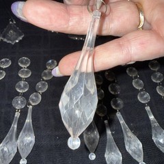 HUGE LOT ACRYLIC HANGING CRYSTALS ORNAMENTS WITH TEARDOP PRISMS & HOOKS