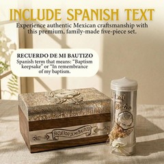 Baptism Candle Set in Premium Decoration Box with Towel, Rosary 4 inch, Gold