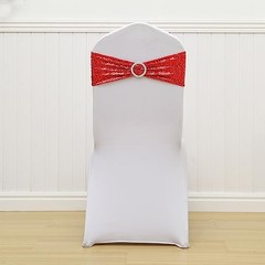 Double-Sided Sequins Chair Sashes for Wedding Decor Sequin Chair Bands 50 Red