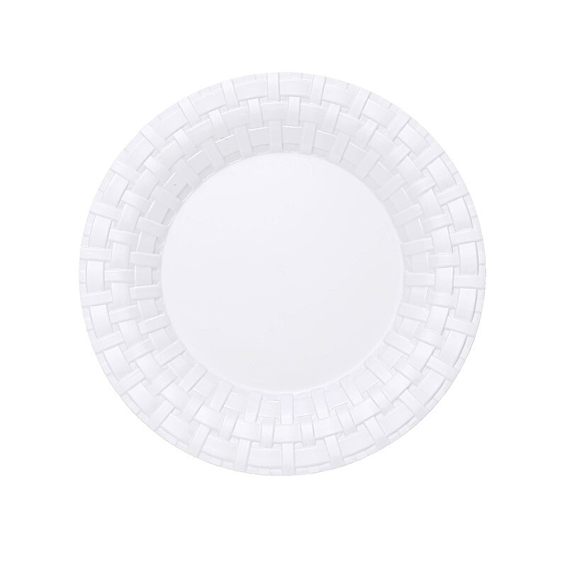 10″ WHITE DESSERT PLASTIC PLATES Round Basketweave Party Wedding TABLEWARE