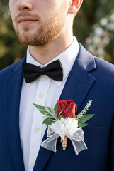 Burgundy Corsage and Boutonniere Set for Wedding Prom, Artificial Rose Flower Ho