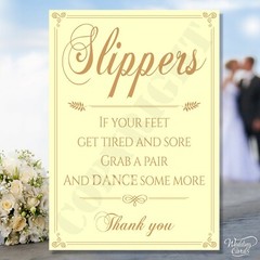 Slippers Feet Wedding Tired Grab Pair Dance some more Sandals Shoes Card Sign A4