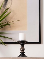 Traditional Dark Polish Eco-friendly Handmade Mango Wood Pillar Candle Holder BB