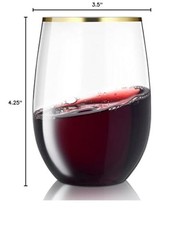 30 Pack Stemless Plastic Wine Glasses – 16 Oz – BPA Free Disposable Wine
