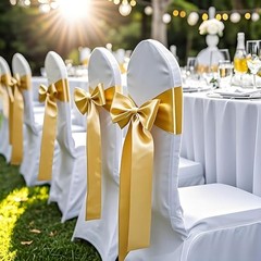 Chair Sashes Pack Sashes for Chairs Covers for Christmas Wedding Party 50 Gold