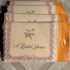VTG Hallmark Rose & Lace Bridal Shower Invitations, Ivory & Pink, 32 Count – NOS