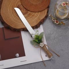Rustic Style Stainless Steel Wedding Cake Knife and Serving Set Resin Plastic…