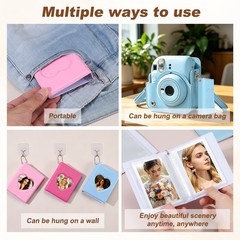 Mini Photocard Binder, 3″ Heart Hollow Photo Album with Keychain, Blue