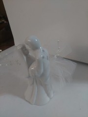 Ceramic Bride & Groom Cake Topper Or Tabletop Figurine (5 Inches Tall)