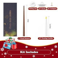18 Pcs Floating Candles with Wand, Magic Decorations Magic Hanging 18 pack