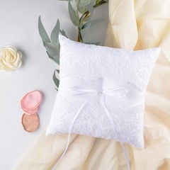 STAFUNI Wedding Ring Bearer Pillow, White Lace Pillow 8×8 inch,