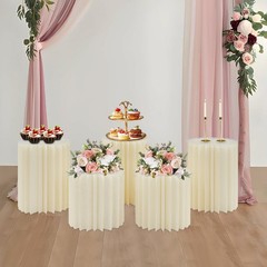 5Pcs Foldable Paper Column Display Stands, Round Cylinder Wedding Flower Stands