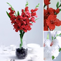3 pcs 36″ SILK ARTIFICIAL GLADIOLUS FLOWER Spray Stems Wedding Party Supplies