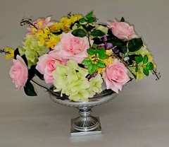 Compote Bowl Vase Aluminm Revere Handles Pedestal 12″D 9.5″H FREE SHIPPING