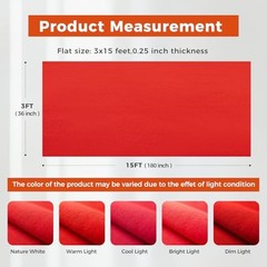 3ftx15ft Carpet Runner, 450GSM Extra Thick Non-Slip TPR Rubber, 3×15 ft Red
