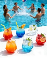 PCS 12 Oz Plastic Wine Whiskey Glasses, Diamond Stemless Unbreakable 40 Clear
